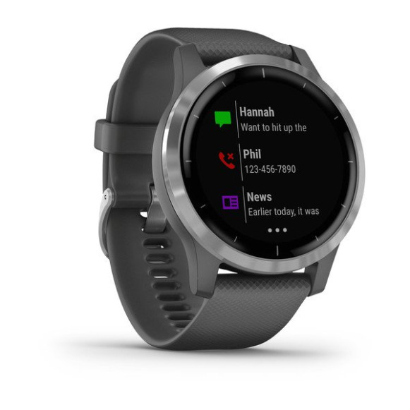 Умные часы Garmin VIVOACTIVE 4 серые с серебристым безелем
